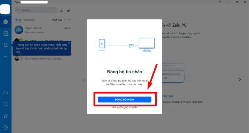 Cách đồng bộ tin nhắn Zalo trên điện thoại, máy tính đơn nhất 2024
