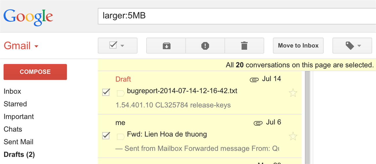 Hướng dẫn cách dọn dẹp bộ nhớ Gmail chỉ trong 1 nốt nhạc