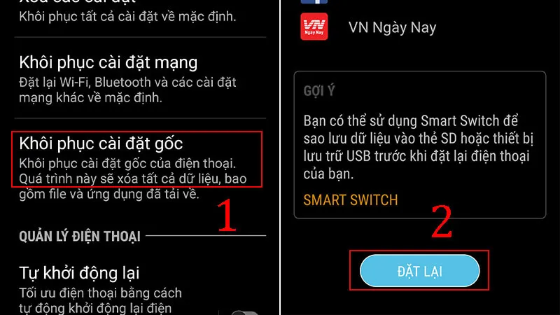 Hướng dẫn chi tiết cách khôi phục cài đặt gốc Samsung chỉ qua vài bước